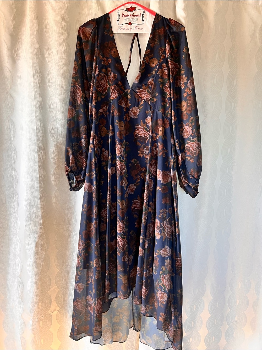Joyfolie Navy Floral High-Low V-Neck Dress
